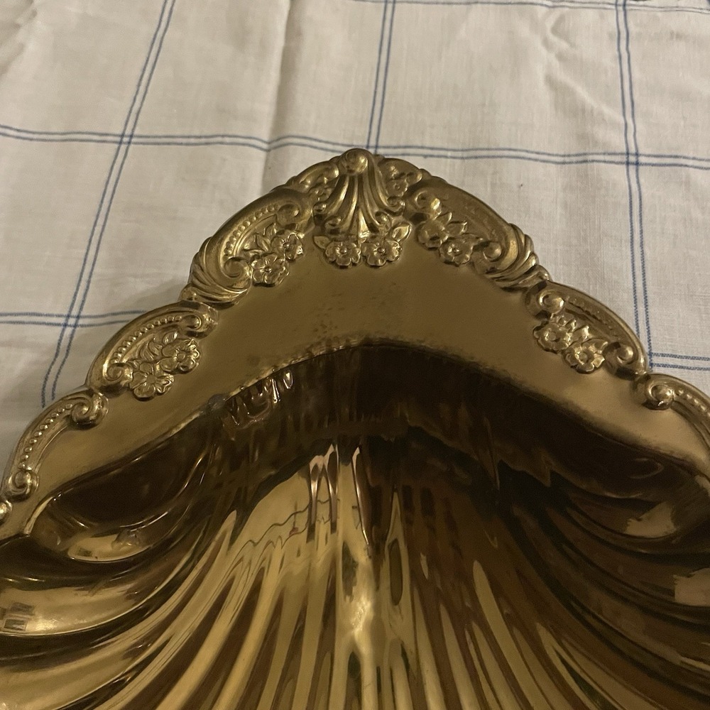 Vintage Large Brass Shell Serving Dish, Hollywood Regency Tray m, MCM - Picture 3 of 7